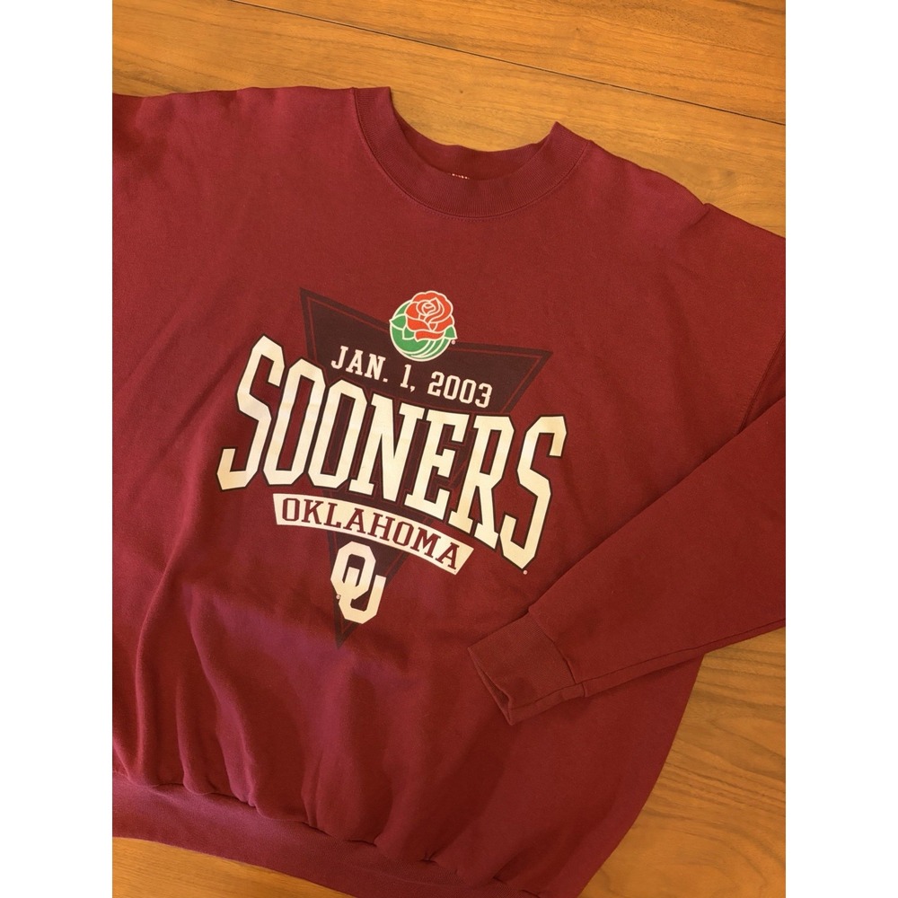 Vintage Oklahoma Sooners Rose Bowl Sweatshirt 2003 Mens L Football OU Pullover
